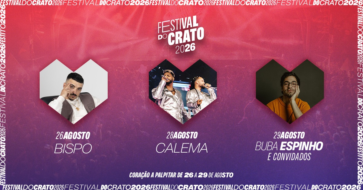 Bispo e Calema confirmados no Festival do Crato 2026